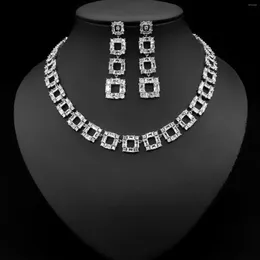 Orecchini pendenti Marca Genuine Luxury Real Jewels Wind Hip Hop Hollow Fashion Piazza Zircone Collana Orecchini Set di gioielli Sposa Ins Jewelr