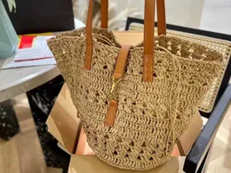 23ylsy ny strandväska Casual rotting väskor med stor kapacitet Designer flätade vävda handväskor för kvinnor Summer Beach Bali halmväskor Lady Travel Stor korgväska