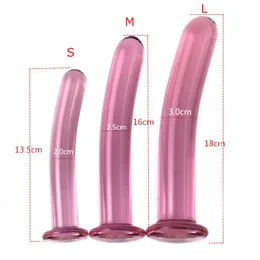 DildosDongs Rosa Kristallglas Analplugg Slät Dildo För Kvinnor Stor Rumpa Prostata Massage Vagina Dilator Sexprodukter Par 230706