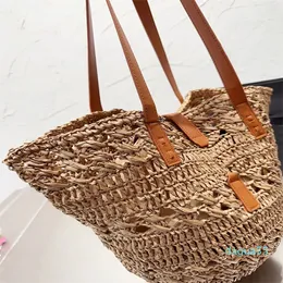 Bolso de mano tejido de gran capacidad a la moda, bolsos de playa de diseñador, bolso cruzado, dos colores, bolsos clásicos de compras