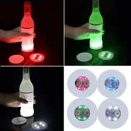 Mini Glow LED Coaster Maty Klocki Migające Kreatywne Luminous Żarówka Butelka Kubek Naklejka Mat Light Up Dla Club Bar Home Party Decoration G0707