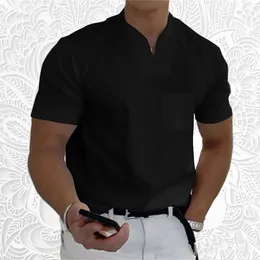 Polos pour hommes été hommes à manches courtes coton décontracté hommes T-shirt col en v chemise homme respirant polos S-5XL 230706