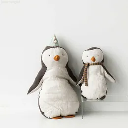 Stuffed Plush Animals Handmade Penguin Cloth Toy Baby Home Ornament Cozy Cuddling Animal Doll for Newborn Penguin Mum and Baby Cotton Linen Soft Doll L230707