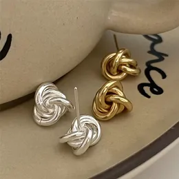 Klänning lispektor sterling sier koreanska knutna studörhängen för kvinnor känsliga geometriska oregelbundna örhängen kvinnliga smycken gåvor