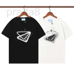 Camisetas masculinas de grife camisetas masculinas paris triângulo Seaworld corda diamante letras roupas roupas de manga curta camisa masculina estilo solto preto branco 5BCP