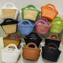 Women designer handbag Luxury roundness shopping bag high quality grass weaves basket bag 12 colors Ladies tote purse beach bag