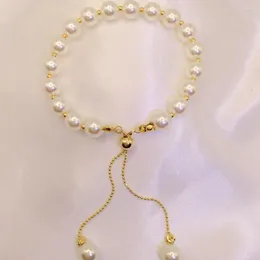 Bangle Fashion Eenvoudig en luxe trekarmband Chain Pearl roestvrij staal voor dames