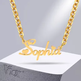 Anhänger Halsketten Vnox Edelstahl Personalisierter Name für Frauen Personalisierter Buchstabe Herz Kragen Geschenk Schmuck 230707