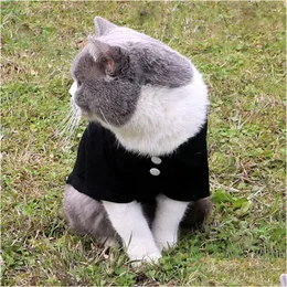 Dog Apparel 6 Colors Solid Summer Breathable Pet Shirts Trendy Personality Charm Cat Cotton T Shirt Drop Delivery 20 Dh2Tu