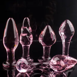 DildosDongs Pink Glass Anal Anal Plug для женщин Butt Plugs Penis Nightlife Anus Dildo для взрослых мастурбаций взрослые гей -секс -игрушки Lover Give 230706