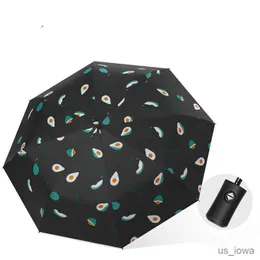 Зонтики шикарные фрукты против UV складные зонтики Солнце Компактные Женщины Женские леди Леди Винг-защита от дождя Прекрасный авокадо автоматический зонтик R230707