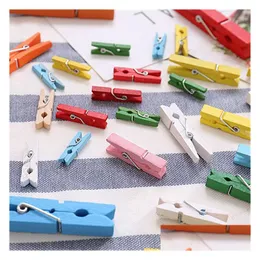 Altre forniture per feste festive 100 Pz / lotto Mini Spring Wood Clips Mollette Colorf Mollette artigianali in legno Appendere i vestiti Carta Po Peg P Dh9Zg