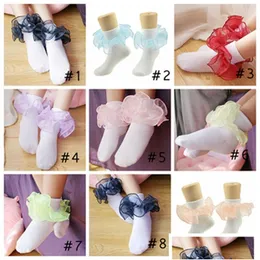 Kids Socks 10 Colors Baby Accessories Girls Cotton Lace Three-Nsional Ruffle Sock Infant Toddler Children Clothing Christmas Gifts D Dh1Kc