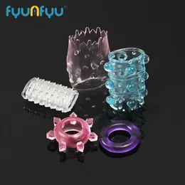 Cockrings 5PCS Different Silicone Penis Ring for Couple Adult Cock Chastity Sleeve Delay Ejaculation Sex Toys 230706