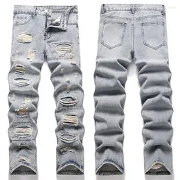 Men's Jeans Uropean And High American Street Casual Pants 2023 EHip Hop Hole Tight Fashion