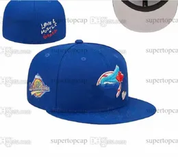 Bonés de beisebol masculino totalmente fechados cor azul real Toronto todas as equipes esportivas 2023 chapéus mundiais equipados série Ed "Love Hustle Flowers F15-01
