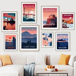 프랑스 파리 조경 캔버스 그림 포스터 여행 도시 풍경 알프스 산맥 벽 예술 거실 장식 침실 홈 벽 장식