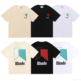 100% katoen Luxe Merk Rhude Shirt Fashion t Mens Designer t-shirts Mannen Casual Top Korte Mouw Hoge Kwaliteit T-shirts Heren Tees Us Size #2023 Reu4