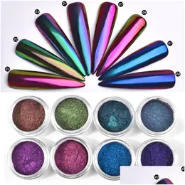 Nail Glitter Chameleon Mirror Glitters Powder Diy Chrome Pigment Dust Manicure Nails Decoración Herramientas Drop Delivery Health Beauty Art Dhxhg