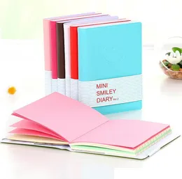 Bloco de notas de papel de couro Candy Colors Caderno de escrita Sorriso Face Expressão Cadernos Mini diário de viagem Diário Presente para alunos