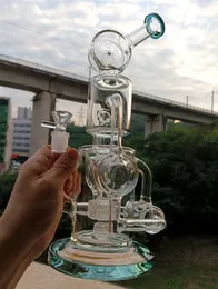 Green Thick Base Glass Water Recycler Bong with Shower Head Perc Oil Dab Rig Smoking Pipes