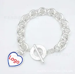 S925 Sterling Silver Heart Bracelet Stylish Thick Chain Link