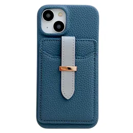 Torby na karty Designer etui na telefony dla Iphone 15 14 Plus 13 12 11 Pro Max Fashion Lechee Style Card Pockct PU Leather Cell Phone Case Cover