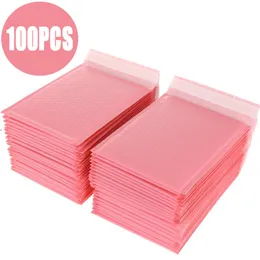 보호 포장 100pcs 버블 메일러 패딩 봉투 진주 필름 선물 선물 선물 선물 봉투 책 잡지 라인 메일러 셀프 씰 핑크 230706