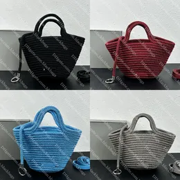 Vävd väska av nylonrep Mode Halm Handväska Designer Beach Tote Bag Högkapacitet Axelväska Fritidsväska