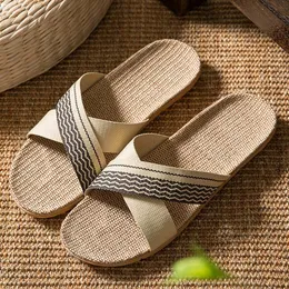 Slippers men slippers Summer Home Couple Indoor Linen Cross Daily zapatillas casa hombre 230707