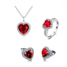 Серьги по ожерелью Set Heart Ring Studs Fashion Ladies Jewelry Jewelry Romantic Bridal Wedding Anniversary День рождения День Святого Валентина подарок