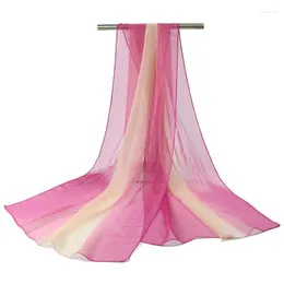 Cachecóis Grandes Xales Hijab Muçulmanos Bandana Protetor Solar Seda Tule Fino Lenço de pescoço Cachecol Gradiente Sólido Chiffon Xaile Longo