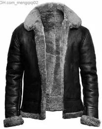 Men's Jackets Leather Jacket Coat Winter Faux Fur Warm Thick Coats Solid Black Zipper Motorcycle Mens Fashion Clothing Trends Z230711