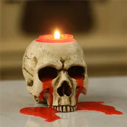 Candle Holders Antique Tear Skull Candlestick Home Decoration Pendant Column Candle Base Tea Wax Holder New Product T230707