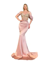 Sexy Evening Dresses Long Luxury Off Shoulder Birthday Party Dress Crystal Beaded Formal Gowns robe de soiree femme