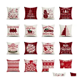 Pillow Case Christmas Lattice Linen 45X45Cm Er Home Textiles Sofa Cushion Office Decorations T2I52764 Drop Delivery Garden Bedding Su Dhplu