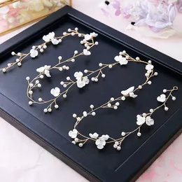 Bridal Wedding Crystal Women Headpieces accessories Pearl Flower headband Handmade Beads hairband