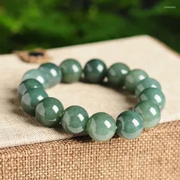 Strand Skicka certifikat Myanmar Grade A Jade Armband Män Kvinnor Äkta Natural Jadeite Beads Elastiska pärlor Emerald Armband