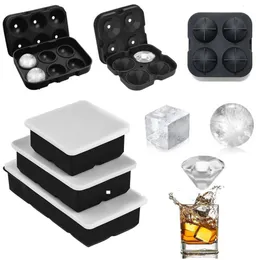 Ice Cream Tools Ball Square Diamond Shape Ice Cube Mold Whisky Wine Big Ice Maker Reusable Large Round Ice Cubes Tray Mould for Freezer with Lid 230707