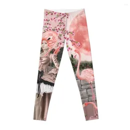 Active Pants Flamingo Fairy - Rosa Moon Leggings Legins For Women Gym Legging för kvinnor