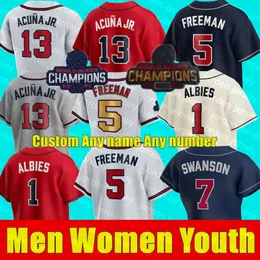 Baseballtröjor 2023 WS Guldprogram Ronald Acuna Jr. MATT OlSON ATlANTA JORGE SOlER DEiON SANDERS AUSTIN RILEY BRAVE OZZIE ALBIES JONES Män Wo