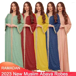 민족 의류 Abaya Robes 유럽의 무슬림 드레스 미국 및 중동 여성 2023 라마단 브론 징 두바이 로브 저녁