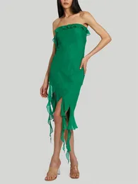 캐주얼 드레스 여성 튜브 튜브 드레스 여름 줄무늬 소매없는 바디콘 섹시한 단색 ruffle ruffle 밴드 선 드레스 비치웨어 스트리트웨어