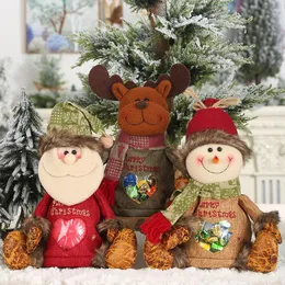 Cross-Stitch Christmas New Decorations Imitation Tree Bark Transparent Candy Bag Cartoon Doll Creative Children Gift Bag Desktop Decoration