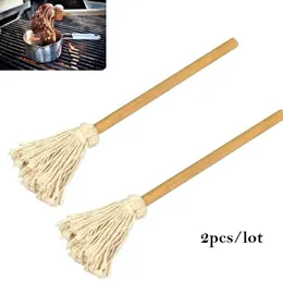 Barbekü ızgaraları Aksesuarlar 2pcs 40cm 177inch Barbekü Basting Fırçası Pamuk Sos Yağ Pas Mop Tutma Gıda Gıda Gıda Fırçaları Mutfak Ediniler 230706