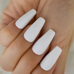False Nails Arrival Designs White Artificial Nail Tapered Abs Salon Soild Matte Manicure Accessories 24