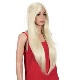 Synthetic Wigs 32 Inch Long Straight Wig with Bangs Synthetic Wigs for Black Women Heat Resistant Ombre Blonde Cosplay Hair 230227