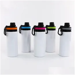 Vattenflaskor Sublimering Aluminium Blanks 600Ml Värmebeständig Vattenkokare Sportkoppar Vit Er Cup Med Handtag Till sjöss T2I50476 Drop Deli Dhco4