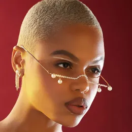catena del visoHot trend di vendita di gioielli in lega street shot occhiali di perle montatura accessori ciondolo personalità gioielli firmati catena viso femminile
