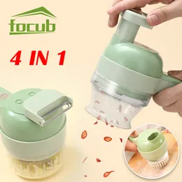 Fruit Vegetable Tools High Quality 4 In 1 Multifunctional Electric Cutter Slicer Garlic Mud Masher Chopper Cutting Pressing Mixer FoodSlicer 230706
